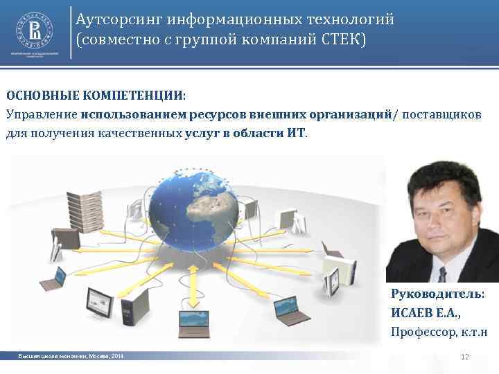 Аутсорсинг информационных технологий (совместно с группой компаний СТЕК) ОСНОВНЫЕ КОМПЕТЕНЦИИ: Управление использованием ресурсов внешних