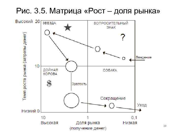 Рис. 3. 5. Матрица «Рост – доля рынка» 29 