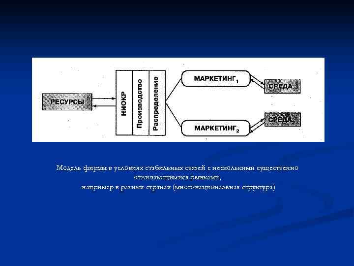 Модель фирмы в условиях стабильных связей с несколькими существенно отличающимися рынками, например в разных