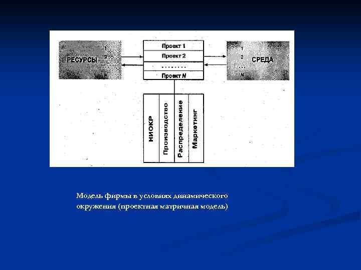 Модель фирмы в условиях динамического окружения (проектная матричная модель) 