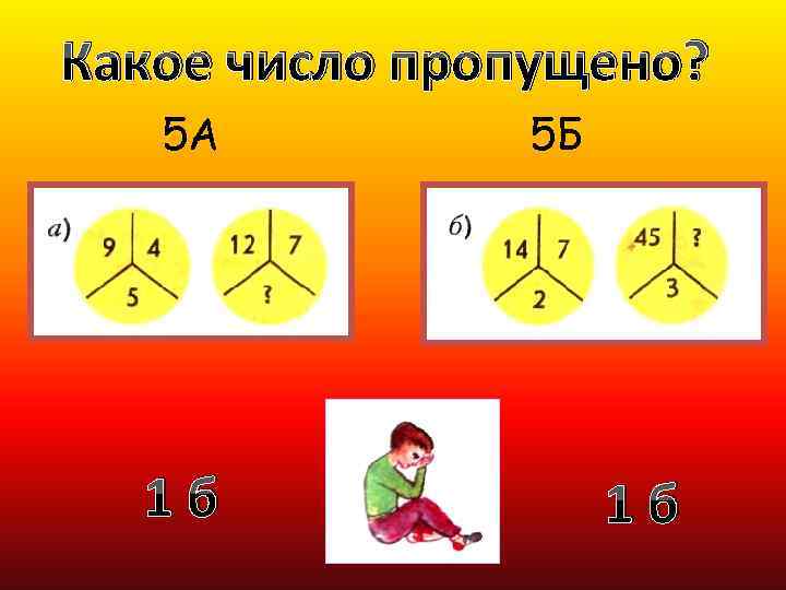 Какое число пропущено? 5 А 1 б 5 Б 1 б 