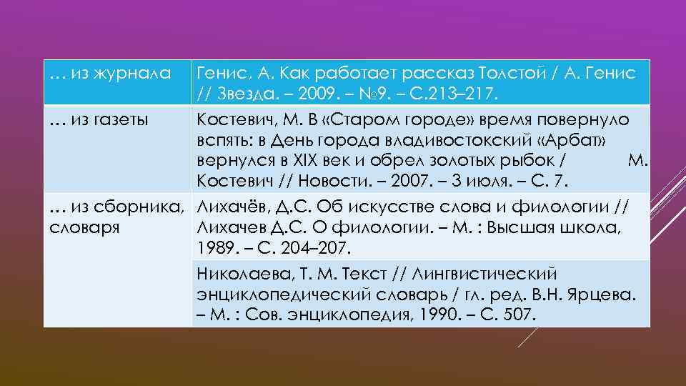 … из журнала … из газеты Генис, А. Как работает рассказ Толстой / А.