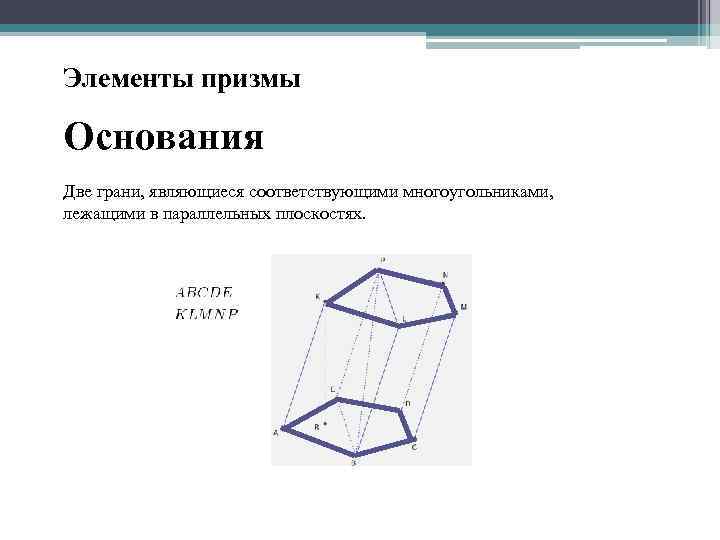 2 основания призмы. Грани основания Призмы. Что такое Призма основания Призмы. Плоскость основания Призмы. Основание Призмы расположены в параллельных плоскостях.