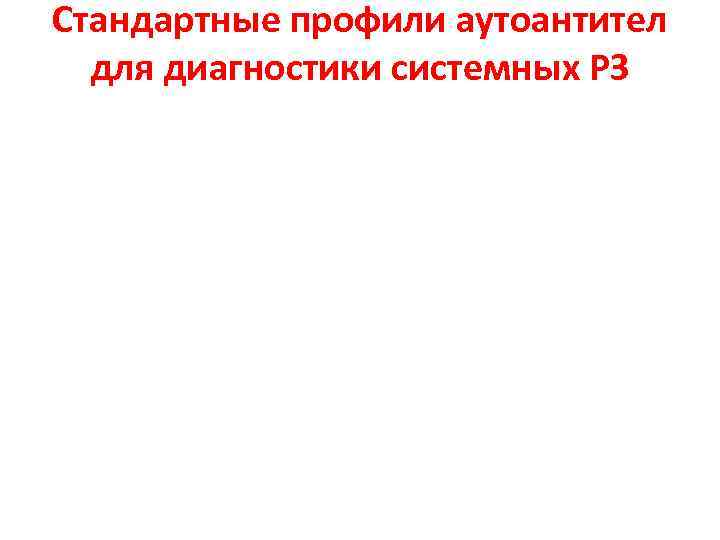 Стандартные профили аутоантител для диагностики системных РЗ 