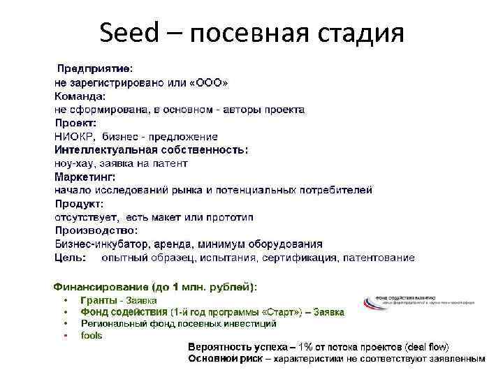 Seed – посевная стадия 