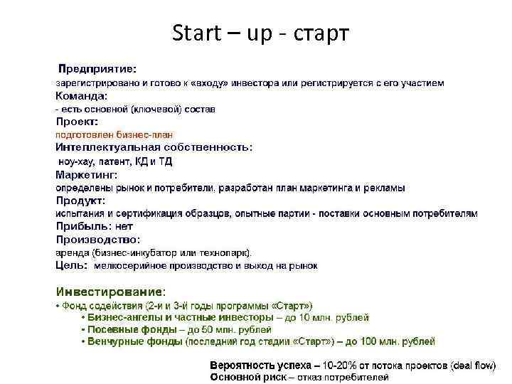 Start – up - старт 