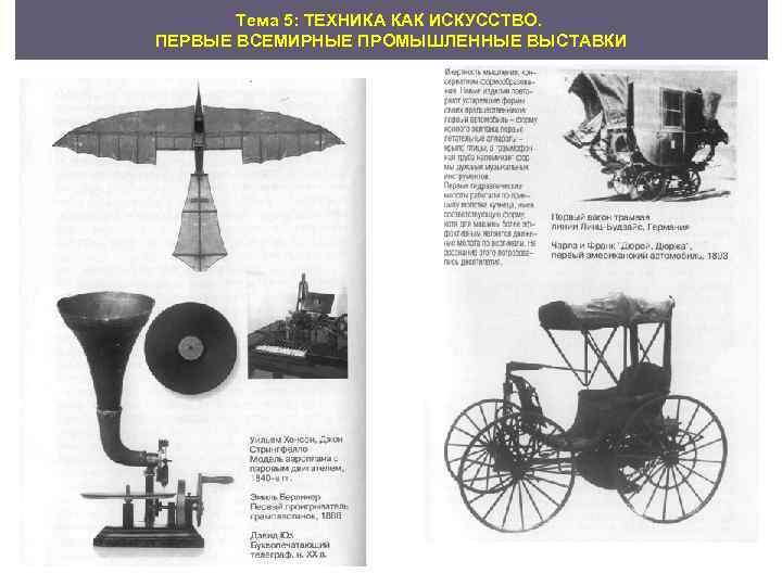 Тема 5: ТЕХНИКА КАК ИСКУССТВО. ПЕРВЫЕ ВСЕМИРНЫЕ ПРОМЫШЛЕННЫЕ ВЫСТАВКИ 