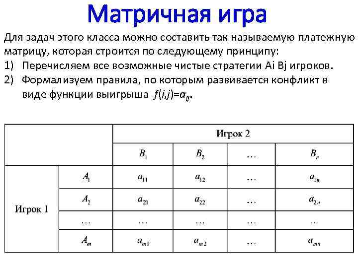 Придать описанной ситуации игровую схему и составить платежную матрицу