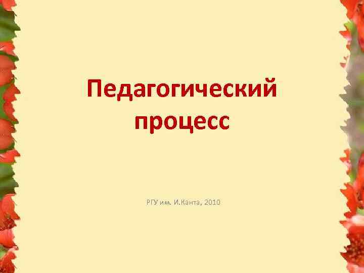 Педагогический процесс РГУ им. И. Канта, 2010 