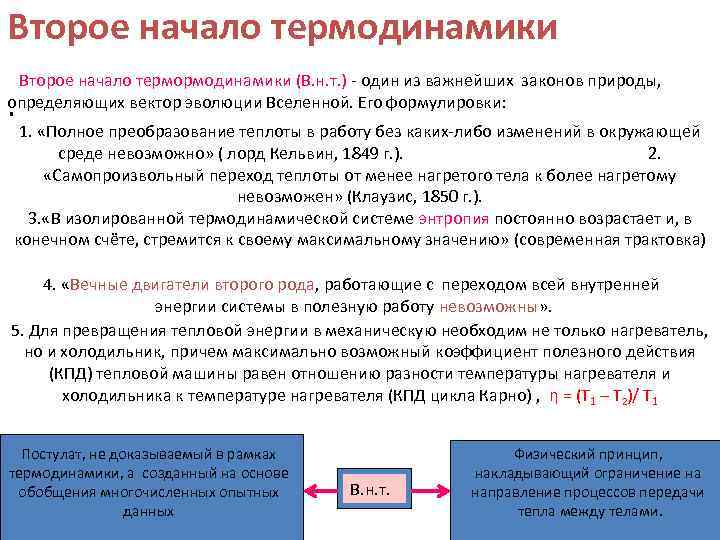 Смысл физических законов. 2 Начало термодинамики формулировка и формула. Второй закон (второе начало) термодинамики. Различные формулировки второго начала термодинамики. Второе начало термодинамики. Его формулировки и физический смысл..