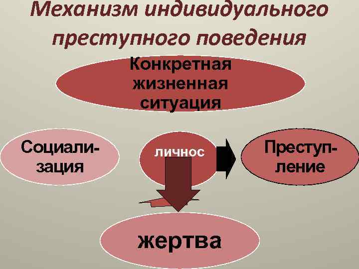 Механизм умышленного преступления можно представить в виде следующей схемы