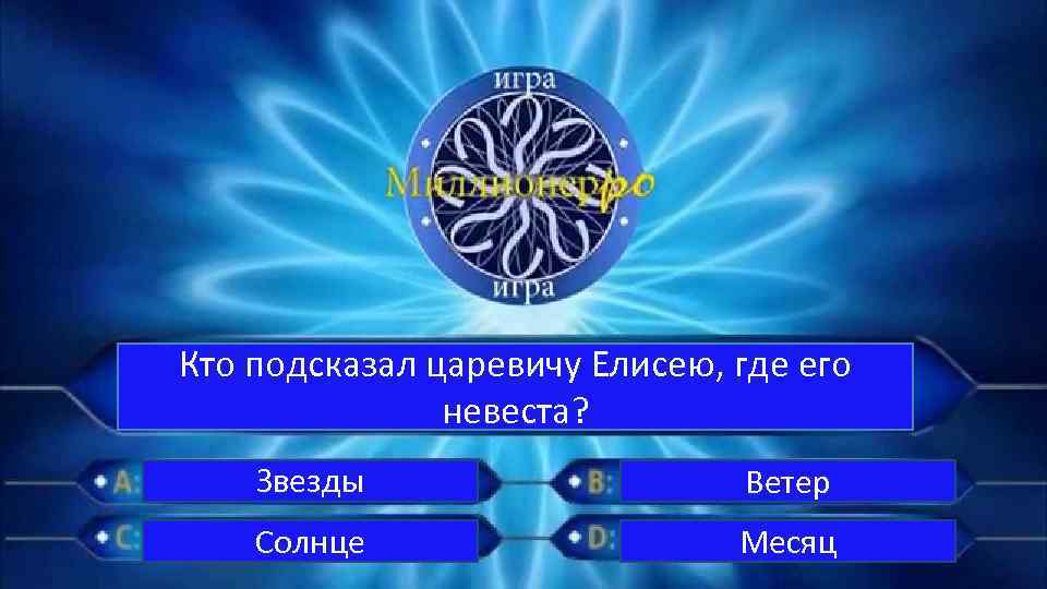 Кто подсказал царевичу Елисею, где его невеста? Звезды Ветер Солнце Месяц 