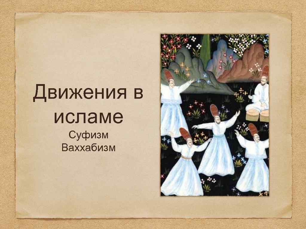 Движения в исламе Суфизм Ваххабизм 