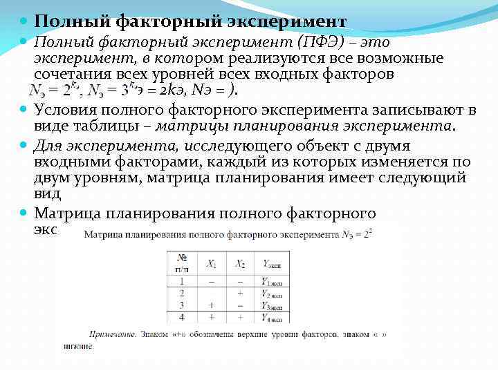 Полный факторный эксперимент