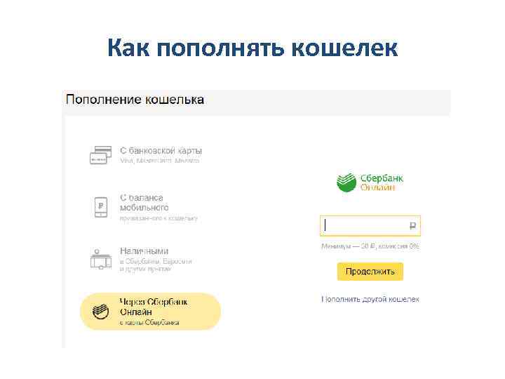 Как пополнять кошелек 