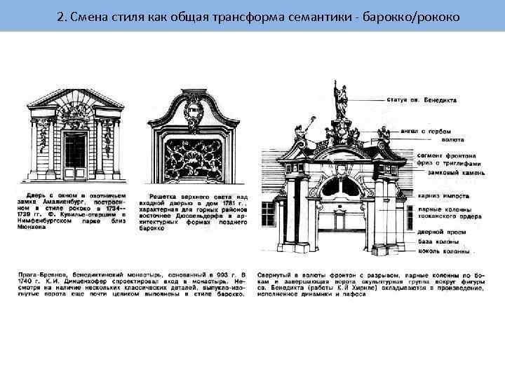 2. Смена стиля как общая трансформа семантики - барокко/рококо 