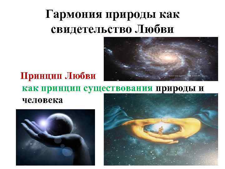 Гармония природы как свидетельство Любви Принцип Любви как принцип существования природы и человека 