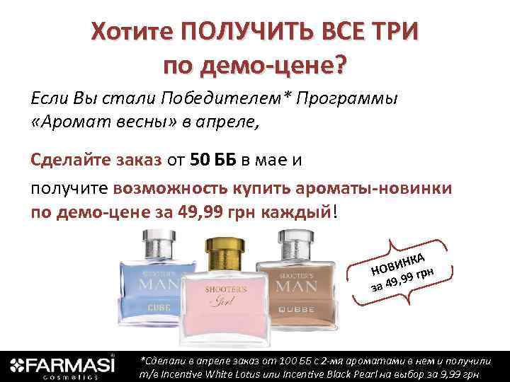 Хотите ПОЛУЧИТЬ ВСЕ ТРИ по демо-цене? Если Вы стали Победителем* Программы «Аромат весны» в