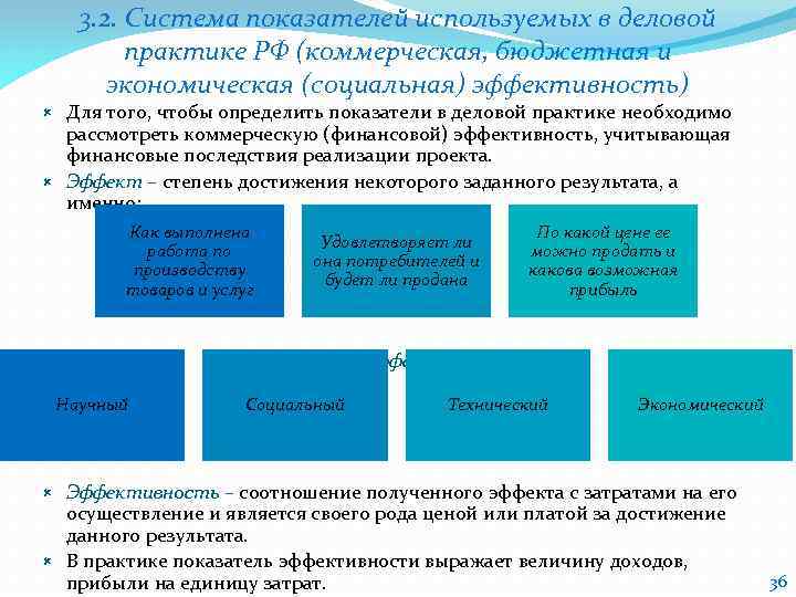 3. 2. Система показателей используемых в деловой практике РФ (коммерческая, бюджетная и экономическая (социальная)