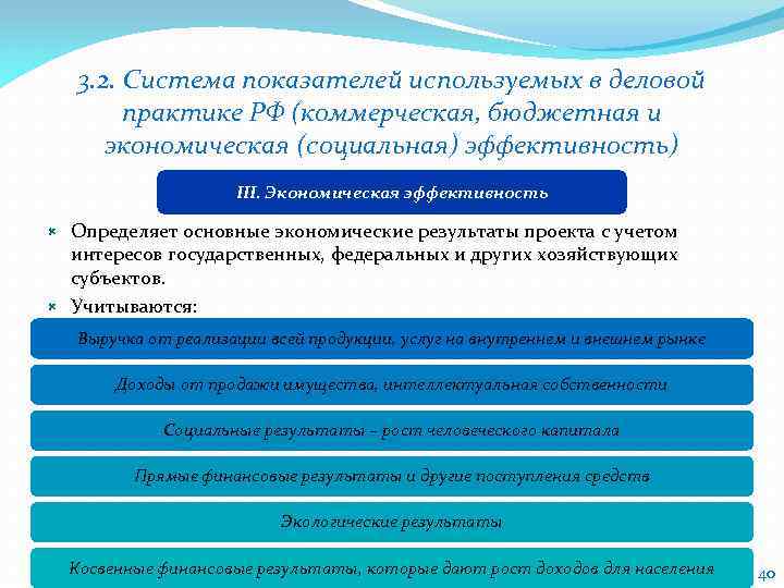 3. 2. Система показателей используемых в деловой практике РФ (коммерческая, бюджетная и экономическая (социальная)