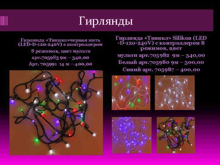 Гирлянды Гирлянда «Твинкл» черная нить (LED-D-120 -240 V) с контроллером 8 режимов, цвет мульти