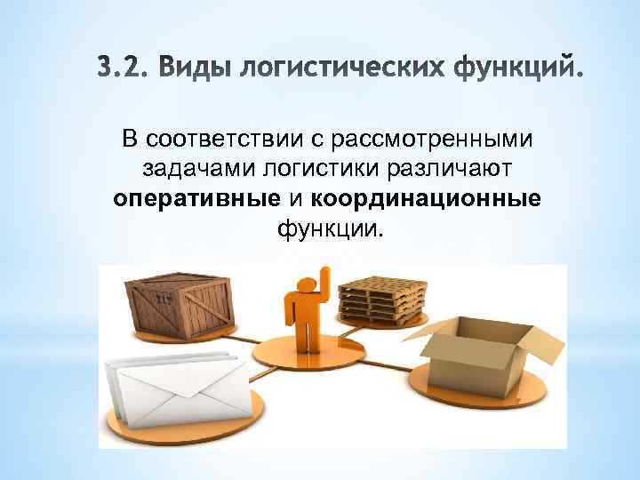 В соответствии с рассмотренными задачами логистики различают оперативные и координационные функции. 