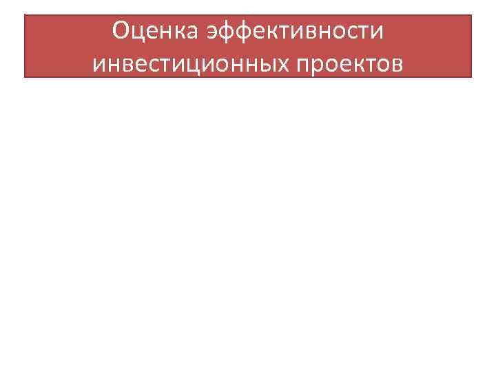 Оценка эффективности инвестиционных проектов 