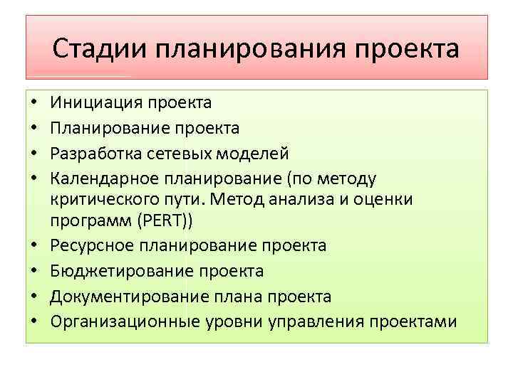 Когда происходит планирование проекта