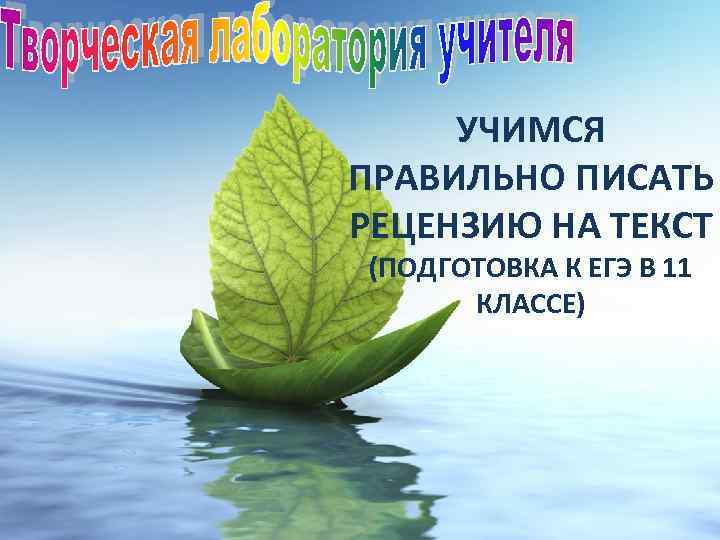 УЧИМСЯ ПРАВИЛЬНО ПИСАТЬ РЕЦЕНЗИЮ НА ТЕКСТ (ПОДГОТОВКА К ЕГЭ В 11 КЛАССЕ) 