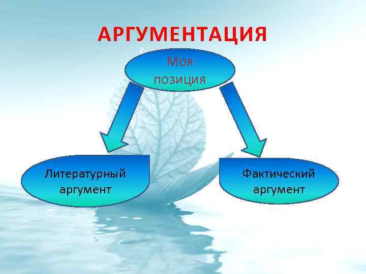 АРГУМЕНТАЦИЯ Моя позиция Литературный аргумент Фактический аргумент 