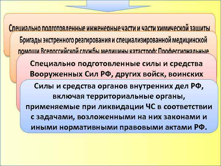 Специально подготовленные силы и средства Вооруженных Сил РФ, других войск, воинских формирований и органов,