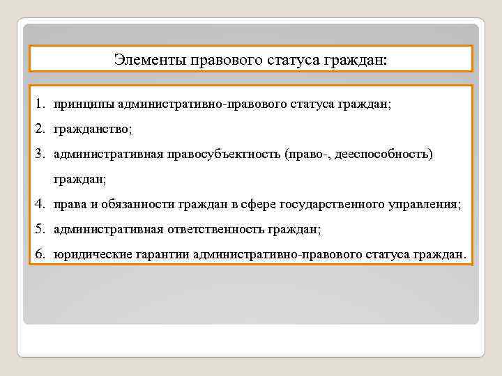 Административно правовой статус гражданина