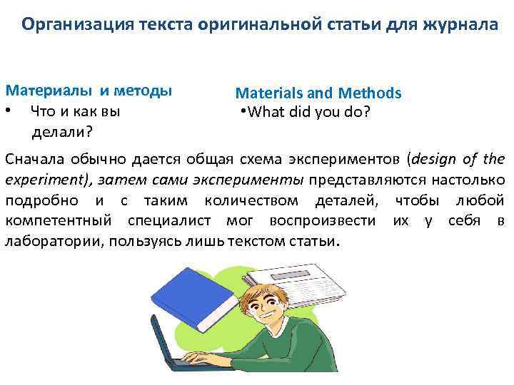  Организация текста оригинальной статьи для журнала Материалы и методы Materials and Methods •