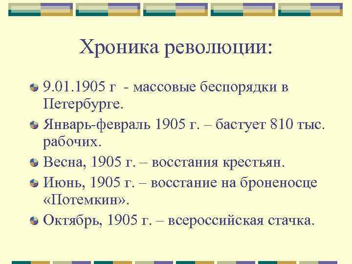 Хроника революции: 9. 01. 1905 г - массовые беспорядки в Петербурге. Январь-февраль 1905 г.