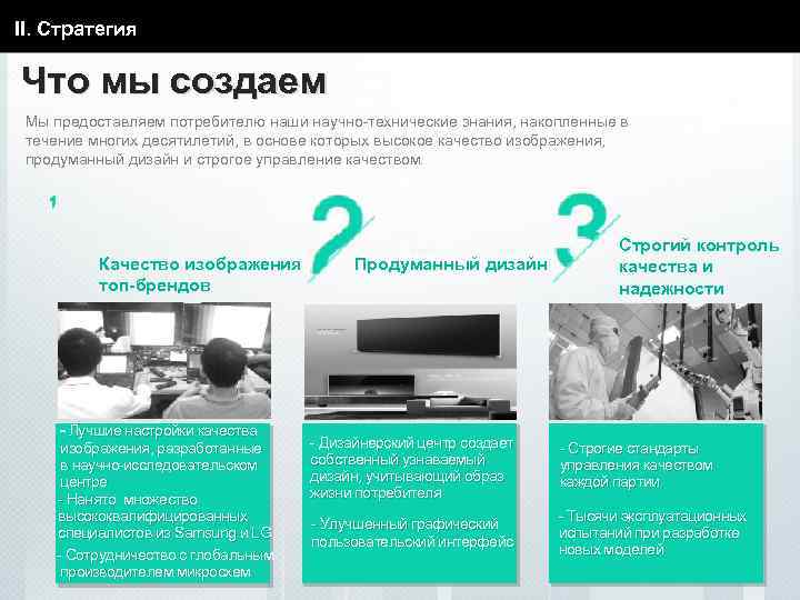 II. Стратегия Что мы создаем Мы предоставляем потребителю наши научно-технические знания, накопленные в течение