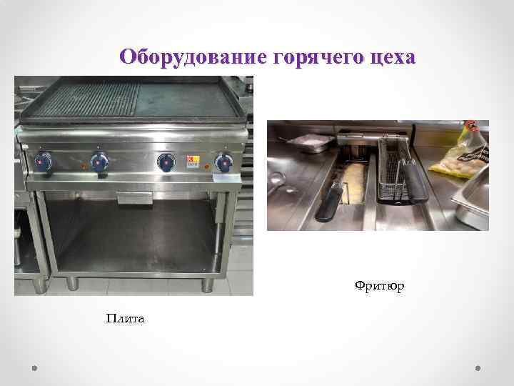 Оборудование горячего цеха Фритюр Плита 