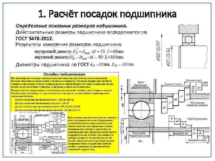 1. Расчёт посадок подшипника Определение основных размеров подшипника. Действительные размеры подшипника определяются по ГОСТ