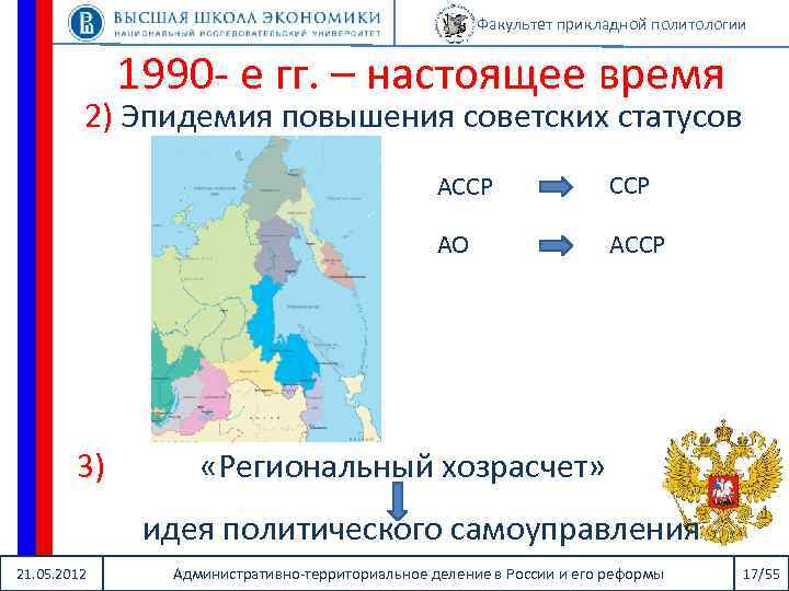 Факультет прикладной политологии 1990 - е гг. – настоящее время 2) Эпидемия повышения советских