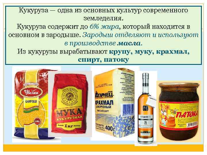 Кукуруза — одна из основных культур современного земледелия. Кукуруза содержит до 6% жира, который