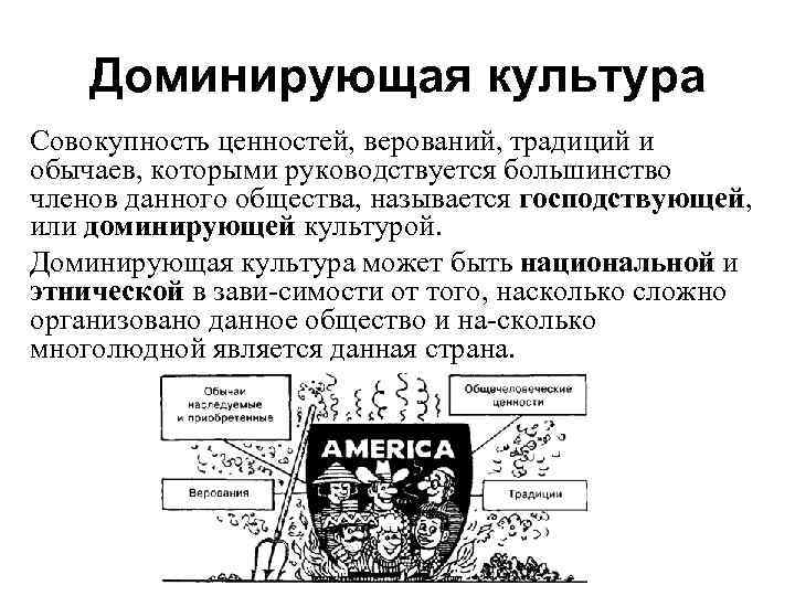 Совокупность символов ценностей и образцов поведения противостоящих доминирующей культуре