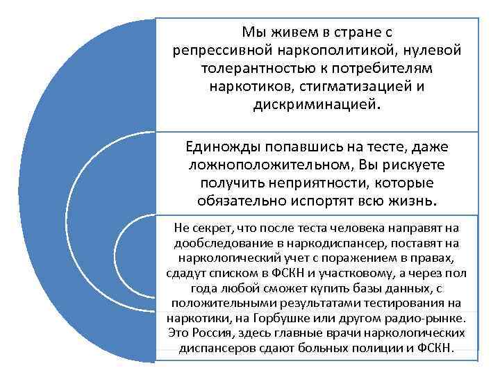 Мы живем в стране с репрессивной наркополитикой, нулевой толерантностью к потребителям наркотиков, стигматизацией и