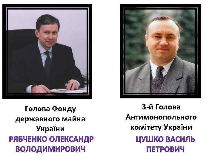 Голова Фонду державного майна України 3 -й Голова Антимонопольного комітету України 