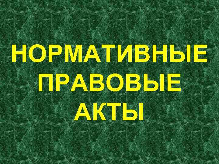 НОРМАТИВНЫЕ ПРАВОВЫЕ АКТЫ 