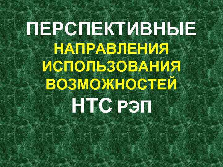 ПЕРСПЕКТИВНЫЕ НАПРАВЛЕНИЯ ИСПОЛЬЗОВАНИЯ ВОЗМОЖНОСТЕЙ НТС РЭП 