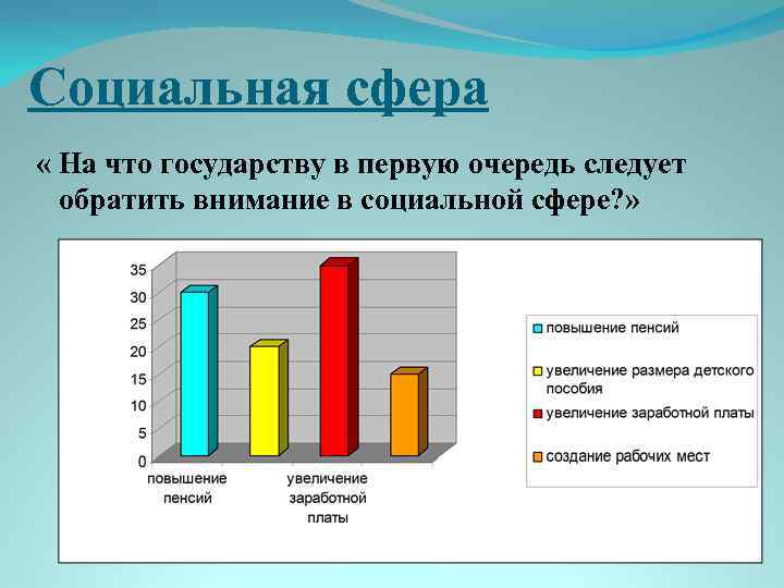 Социальная сфера « На что государству в первую очередь следует обратить внимание в социальной