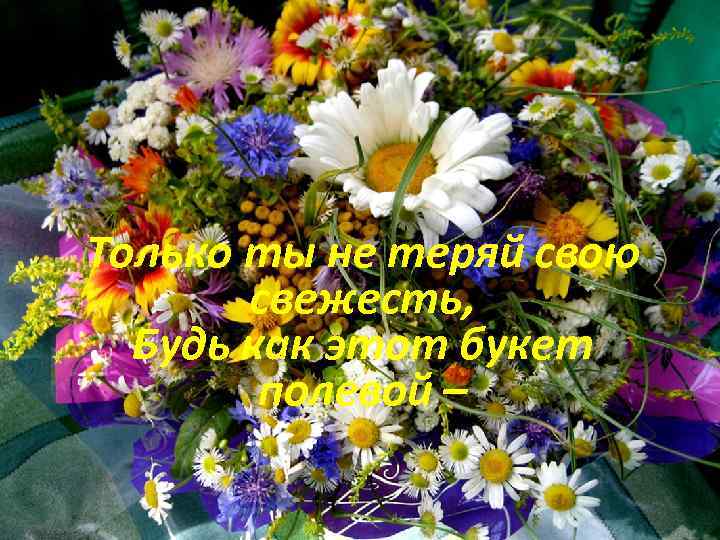 Только ты не теряй свою свежесть, Будь как этот букет полевой – 