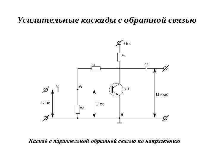 Усилительные каскады с обратной связью Каскад с параллельной обратной связью по напряжению 