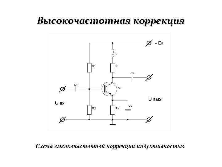 Высокочастотная коррекция Схема высокочастотной коррекции индуктивностью 