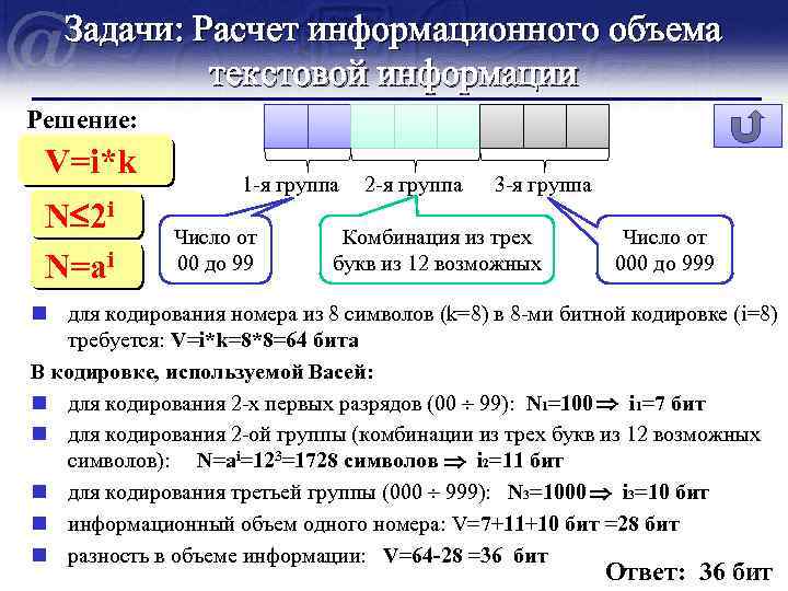 Информационный объем текста задачи