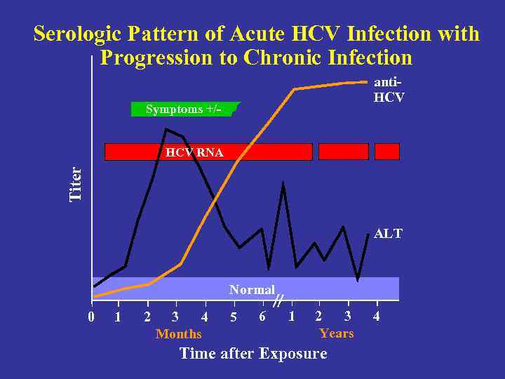 Serologic Pattern of Acute HCV Infection with Progression to Chronic Infection anti. HCV Symptoms